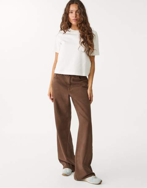 Stradivarius – Naturvit, kraftig t-shirt med regular fit - view 1