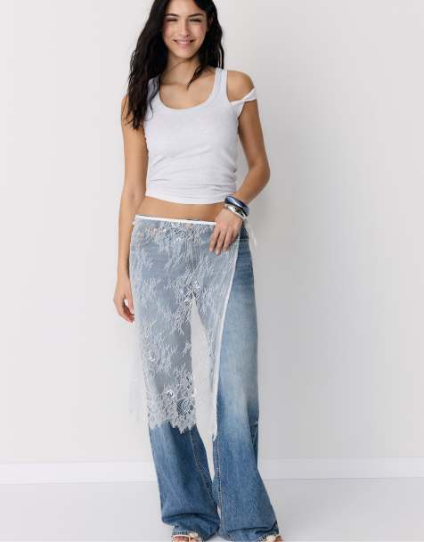 Stradivarius – Naturvit pareo i spets - view 1