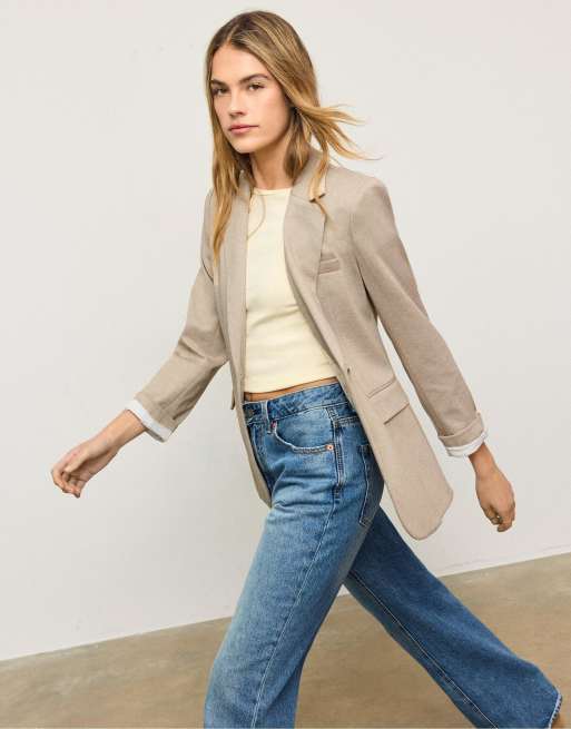 Stradivarius – Naturvit, smal kavaj, 2 av 4