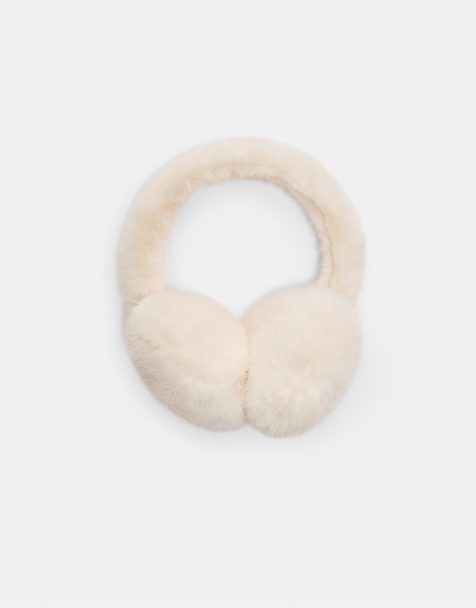 Stradivarius – Naturvita öronmuffar i fuskpäls - view 1