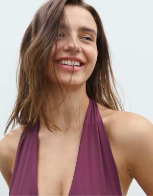 Stradivarius - Neckholder-Body in Purpurrot-Lila