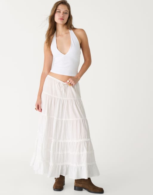 Stradivarius – Neckholder-Top in Weiß mit V-Ausschnitt, 4 von 4