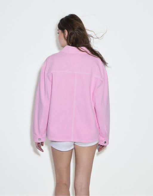 Stradivarius – Neonrosa jacka med påsydda fickor, 3 av 7