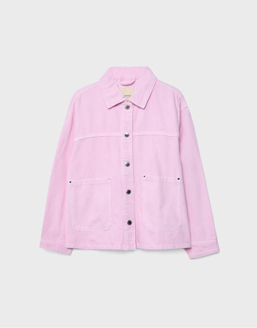 Stradivarius – Neonrosa jacka med påsydda fickor, 6 av 7