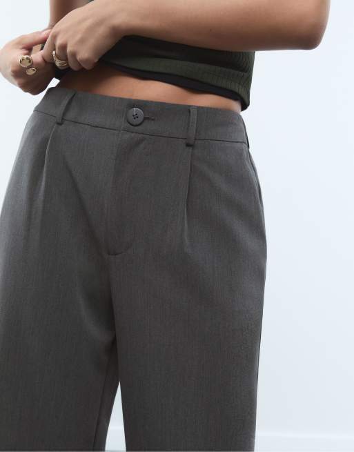 Stradivarius - Nette broek met rechte pijpen in donkergrijs, 3 van 4