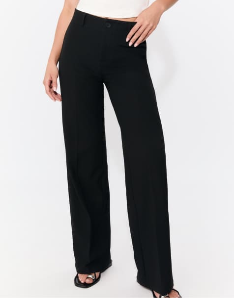 Stradivarius - Nette broek met wijde pijpen in zwart - view 1