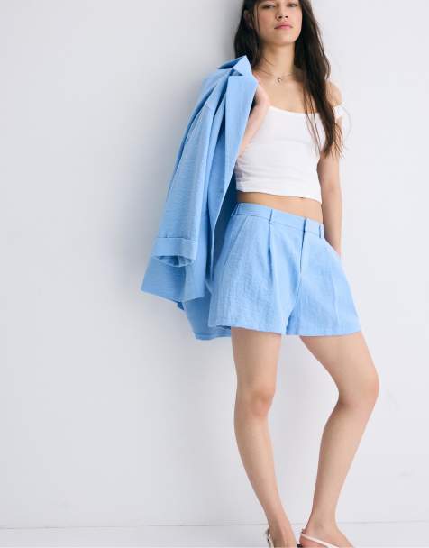 Stradivarius - Nette rustieke short in blauw - view 1