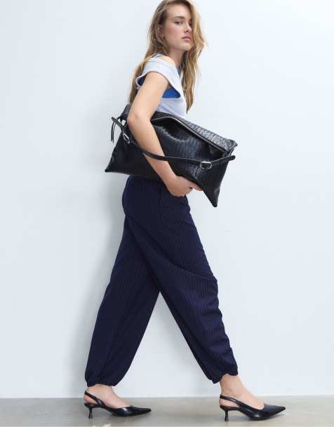 Stradivarius - Nette sarouel broek in marineblauw - view 1