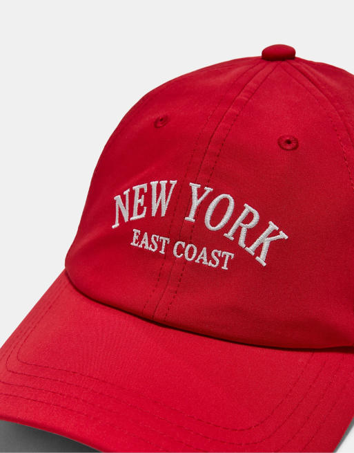 Stradivarius New york embroidered cap in red, 4 of 4