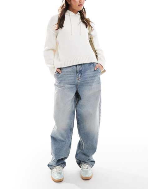 Stradivarius – Niebieskie jeansy baggy z obniżonym stanem - view 1