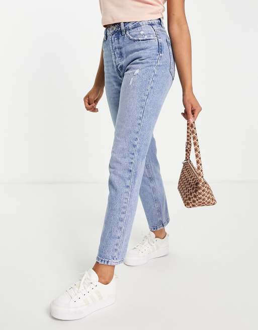 Stradivarius – Niebieskie mom jeans w stylu vintage, 4 z 4