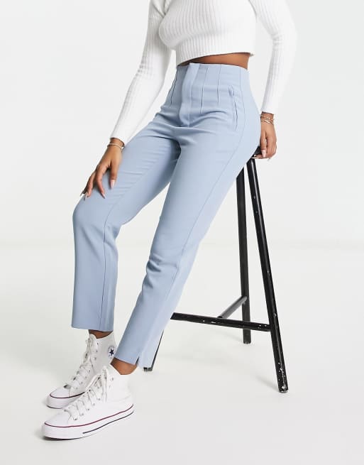 Stradivarius – Niebieskie spodnie cygaretki o dopasowanym kroju , 4 z 4