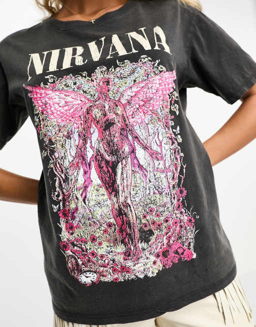 Nirvana Acid Wash License Graphic T-Shirt