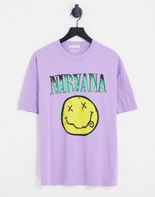 Stradivarius Nirvana graphic t-shirt in purple