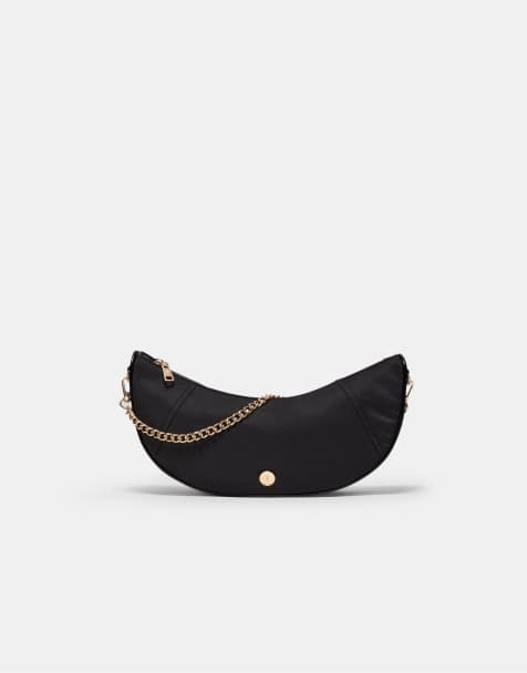 Stradivarius Nylon moon crossbody bag in black - view 1