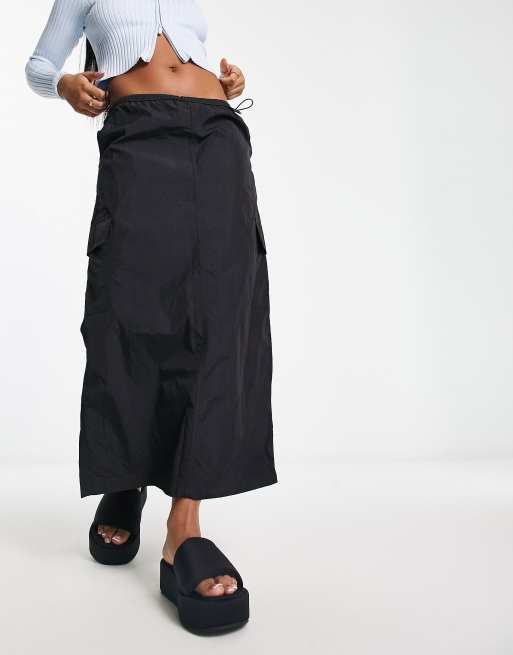 Stradivarius nylon parachute cargo skirt 