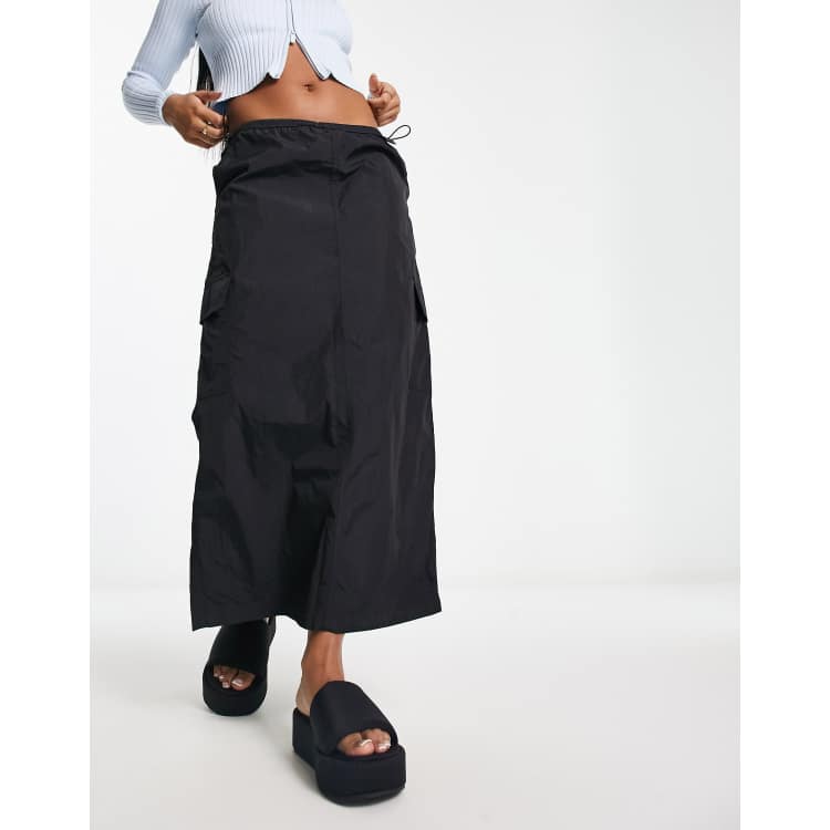 スカート [MATINKIM]string nylon cargo skirt in black MUSINSA | MATIN KIM STRING NYLON CARGO SKIRT IN BLACK