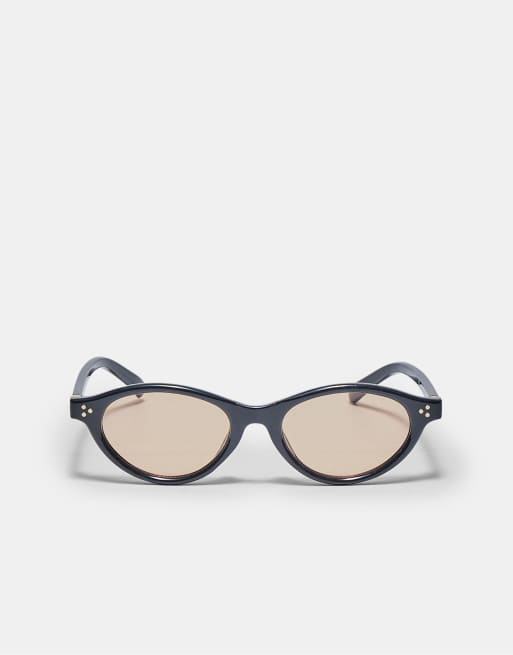 Stradivarius - Occhiali da sole ovali piccoli in resina neri, 2 di 3