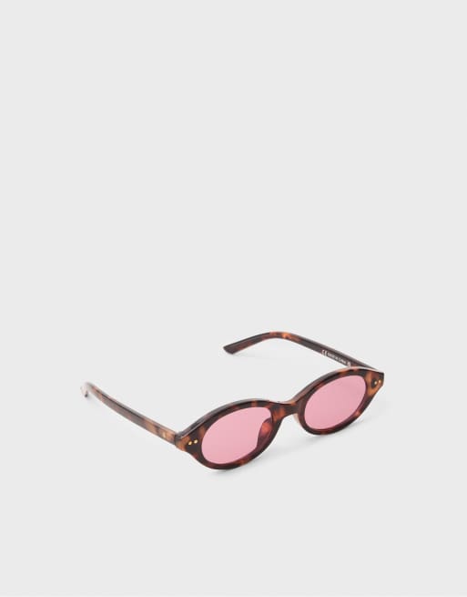 Stradivarius Occhiali da sole ovali rosa pastello, 4 di 4
