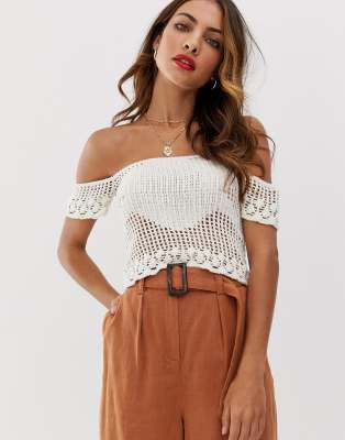 stradivarius crochet top