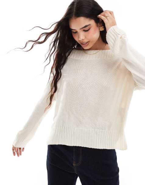 Stradivarius off shoulder jumper in beige - view 1