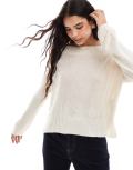 Stradivarius off shoulder jumper in beige-Neutral