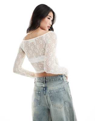 トリートユアセルフ back logo lace tops white トリートユアセルフ back logo lace tops white トップス
