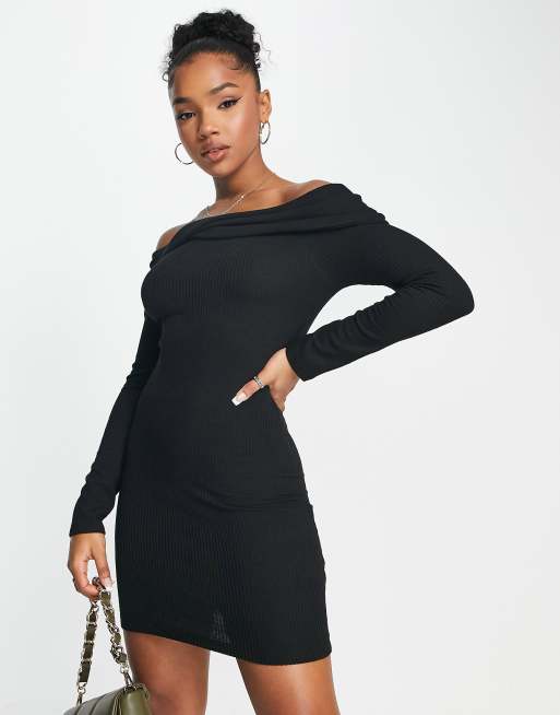 Black cut store out shoulder dress