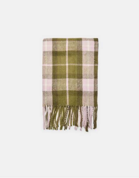 Stradivarius – Olivgrön, rutig halsduk - view 1