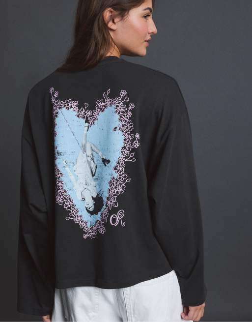 Stradivarius Olivia Rodrigo långärmad oversize t-shirt i vitt, 3 av 7