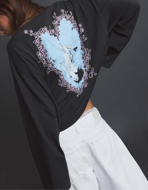 Stradivarius Olivia rodrigo long sleeve oversize t-shirt in white, 4 of 7