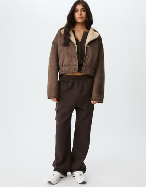 Stradivarius - Omkeerbaar jack met overslag in bruin - view 1