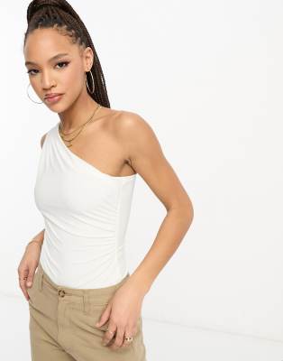 Stradivarius Stradivarius one shoulder body in white