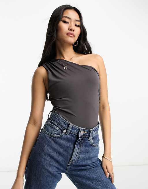 Stradivarius STR seamless off shoulder top in black