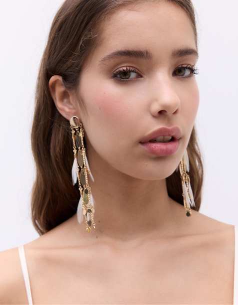 Stradivarius - Oorhangers met textuur in goud - view 1