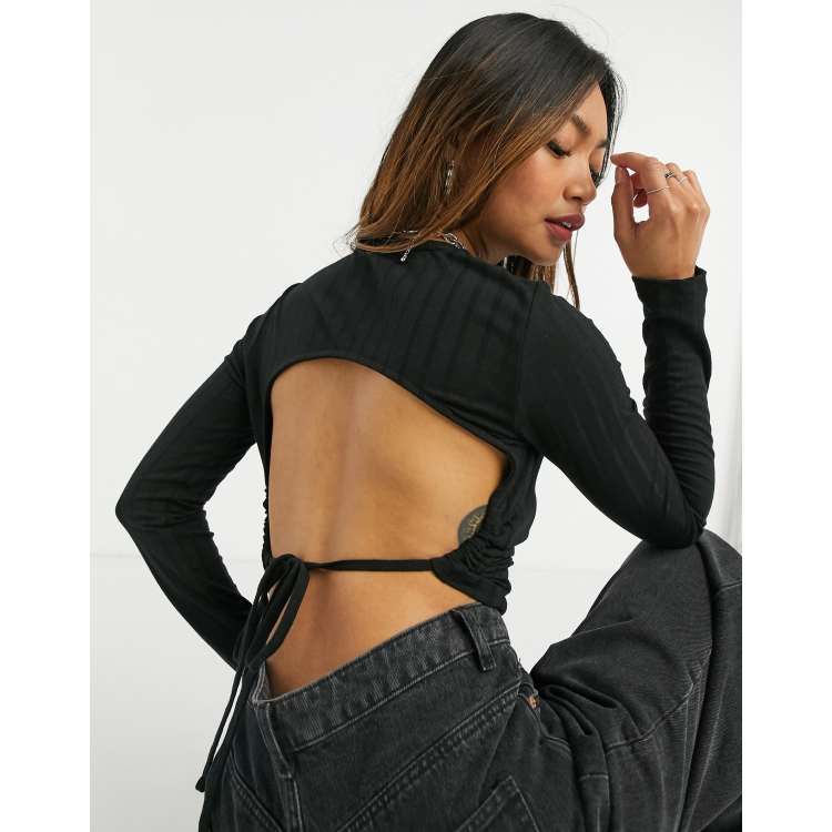 Stradivarius SEAMLESS WITH LOW CUT BACK - Long sleeved top - dark