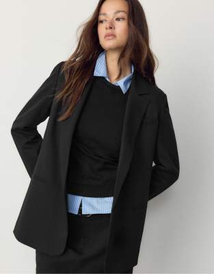 Stradivarius Open Blazer In Black