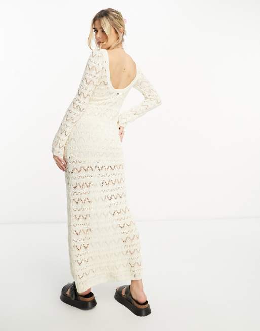 Crochet top maxi clearance dress with open back