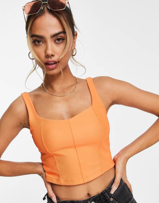 Stradivarius – Orange korsett-topp