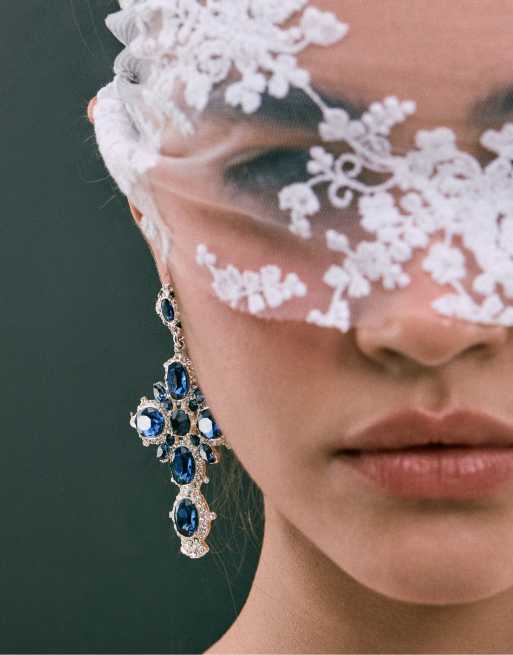 Stradivarius orecchini a croce con strass grigi, 3 di 4