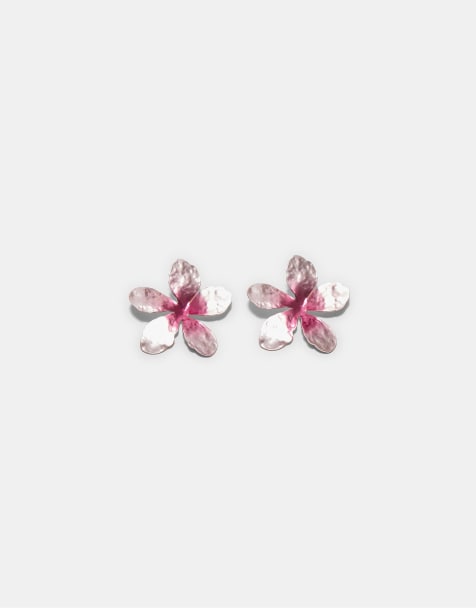 Stradivarius - Orecchini a fiore grigio bicolore - view 1