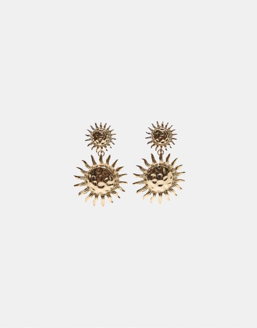 Stradivarius - Orecchini color oro grandi a forma di sole