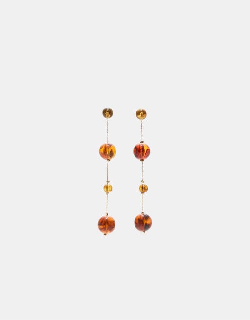 Stradivarius - Orecchini con sfera pendente color senape