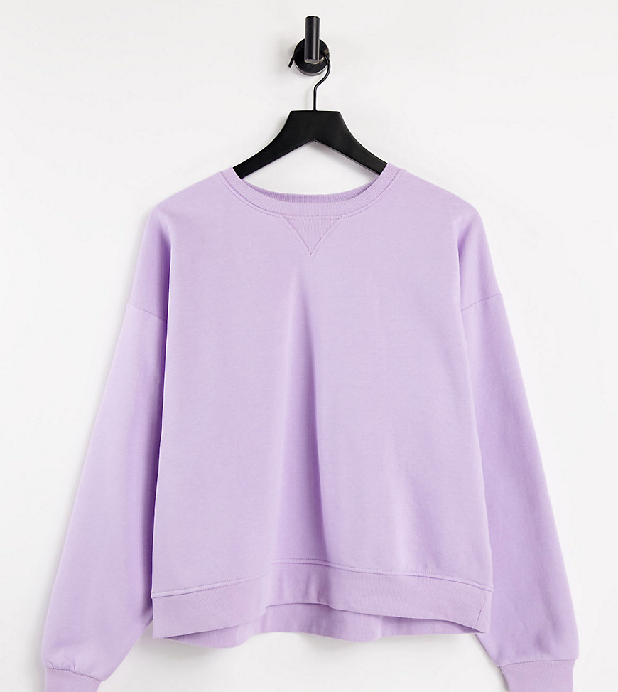 Stradivarius organic cotton crew neck sweatshirt in lilac-Purple