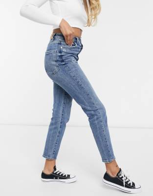 stradivarius petite slim mom jeans