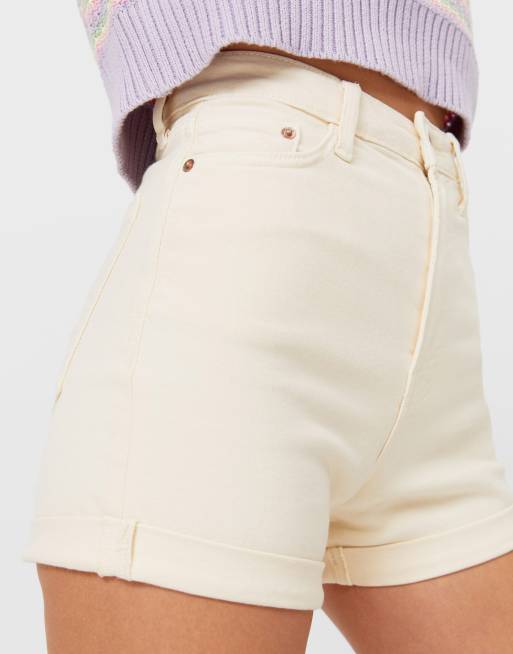 stradivarius organic cotton slim mom jean with stretch in ecru