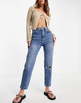 stradivarius stretch mom jean