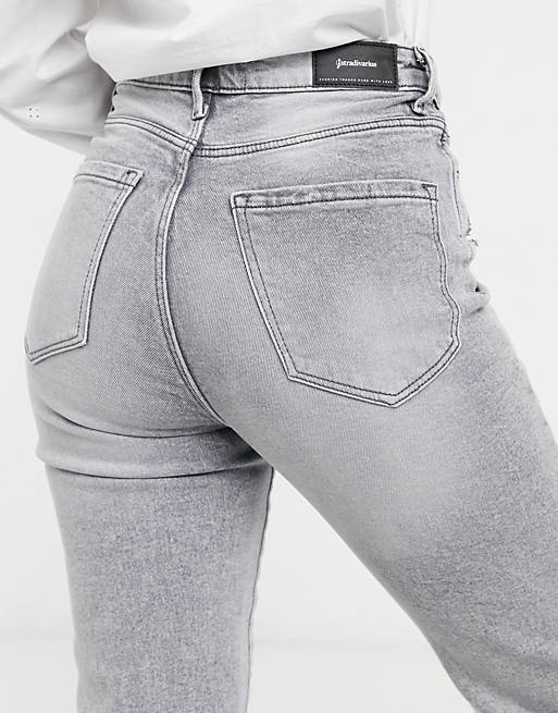 Women Stradivarius organic cotton slim mom jeans with stretch in grey 