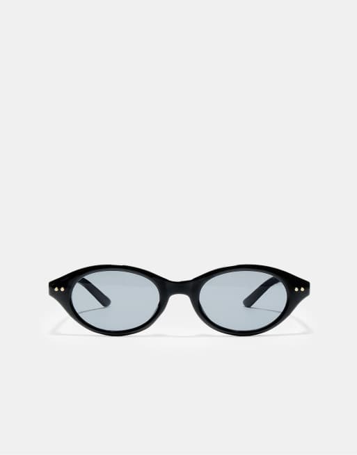 Stradivarius Oval sunglasses in black, 3 of 4