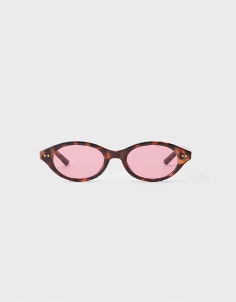 Stradivarius Oval sunglasses in pastel pink - view 1